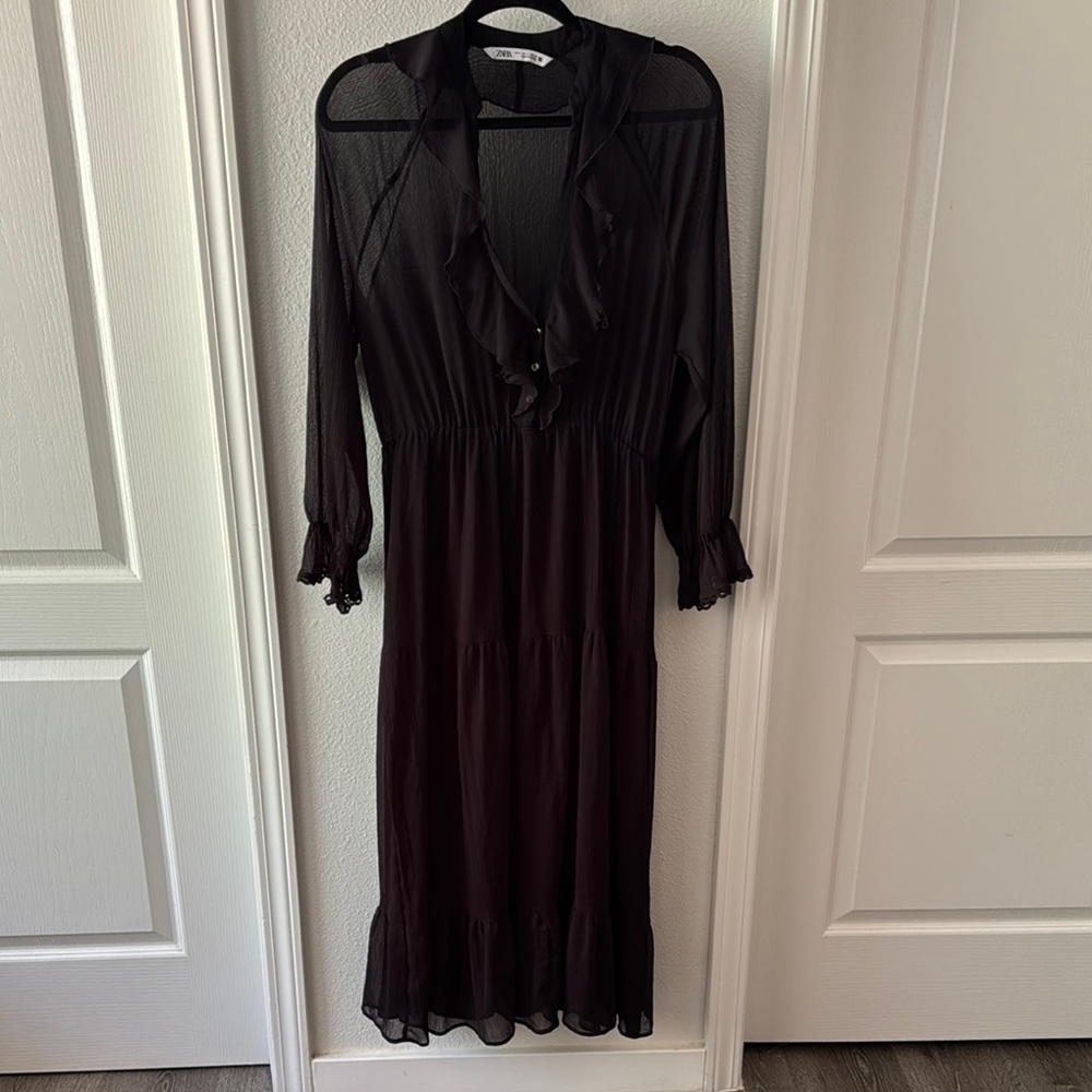 Elegant Black Ruffle Dress